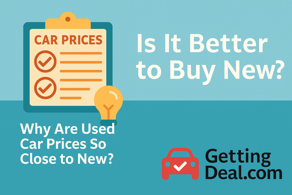 Illustration comparing a new car with a used car, highlighting the advantages of choosing new vehicles in British Columbia.