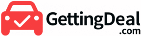 GettingDeal.com logo – red car icon with a checkmark and bold black text