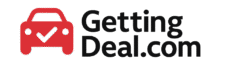 GettingDeal.com logo showing a red car icon with a white checkmark and bold black text